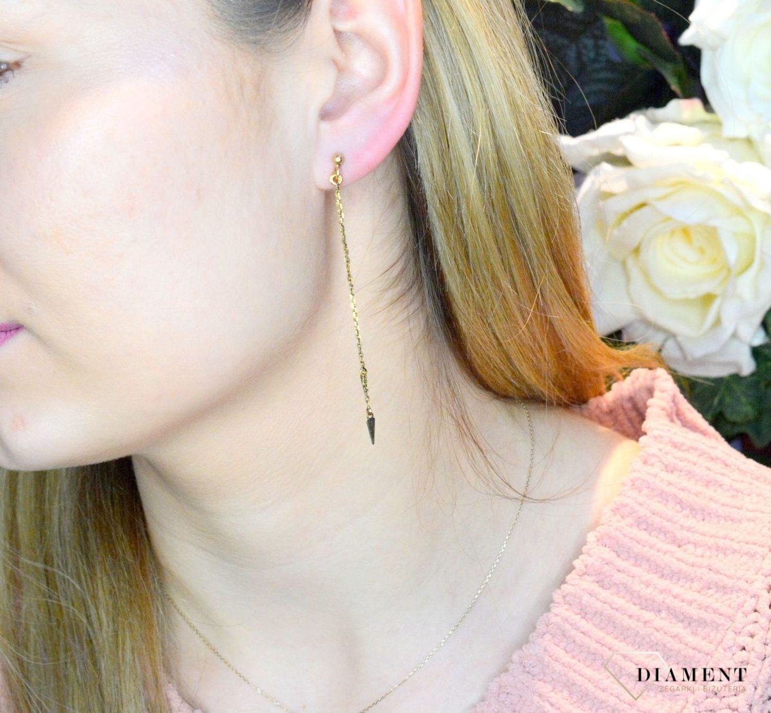 Kolczyki pozłacane   wiszące strzałki  925 DIA-KLC-8521-925 (2).jpg