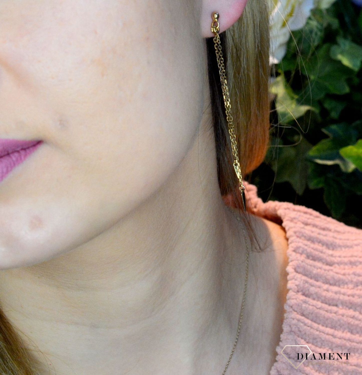 Kolczyki pozłacane   wiszące strzałki  925 DIA-KLC-8521-925 (2).jpg