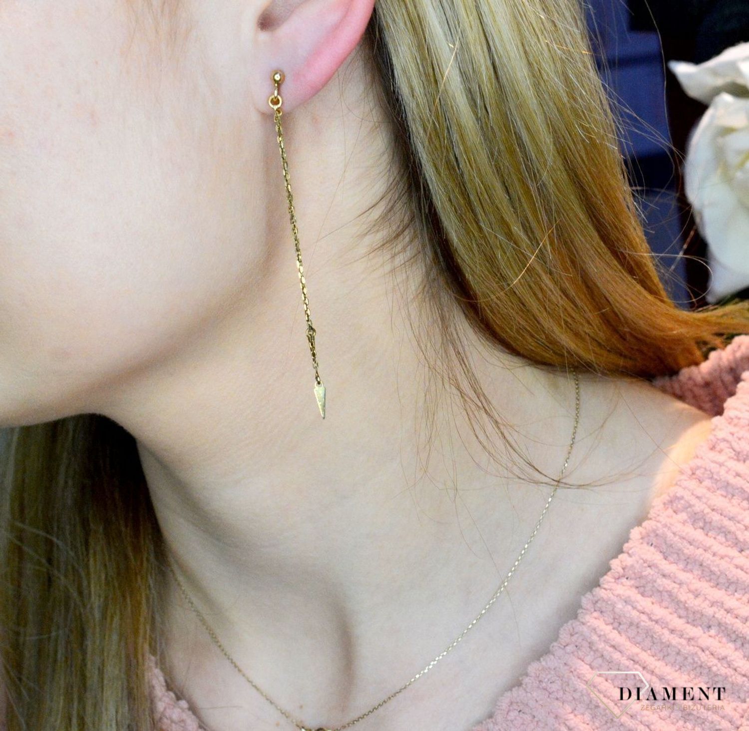 Kolczyki pozłacane   wiszące strzałki  925 DIA-KLC-8521-925 (2).jpg