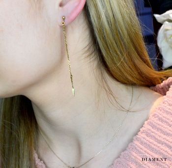 Kolczyki pozłacane   wiszące strzałki  925 DIA-KLC-8521-925 💎 Biżuteria wykonana z najwyższej próby srebra w pozłoceniu żółtego złota 💎 Kolczyki łańcuszkowe idealny prezent dla każdej kobiety 💎 (8).JPG