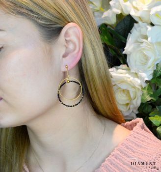 Kolczyki pozłacane  Podwójne koła z koralikami  925 DIA-KLC-8522-925.💎 Biżuteria wykonana z najwyższej próby srebra w pozłoceniu żółtego złota 💎 Kolczyki z koralikami idealny prezent dla każdej kobiety 💎 (3).JPG