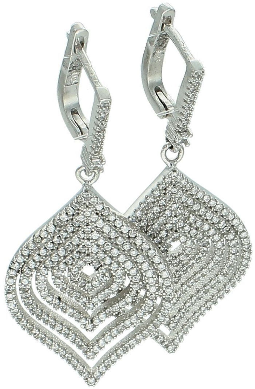 Kolczyki damskie wiszące srebrne próba 925, zdobione cyrkoniami Lśnienie DIA-KLC-8779-925.jpg