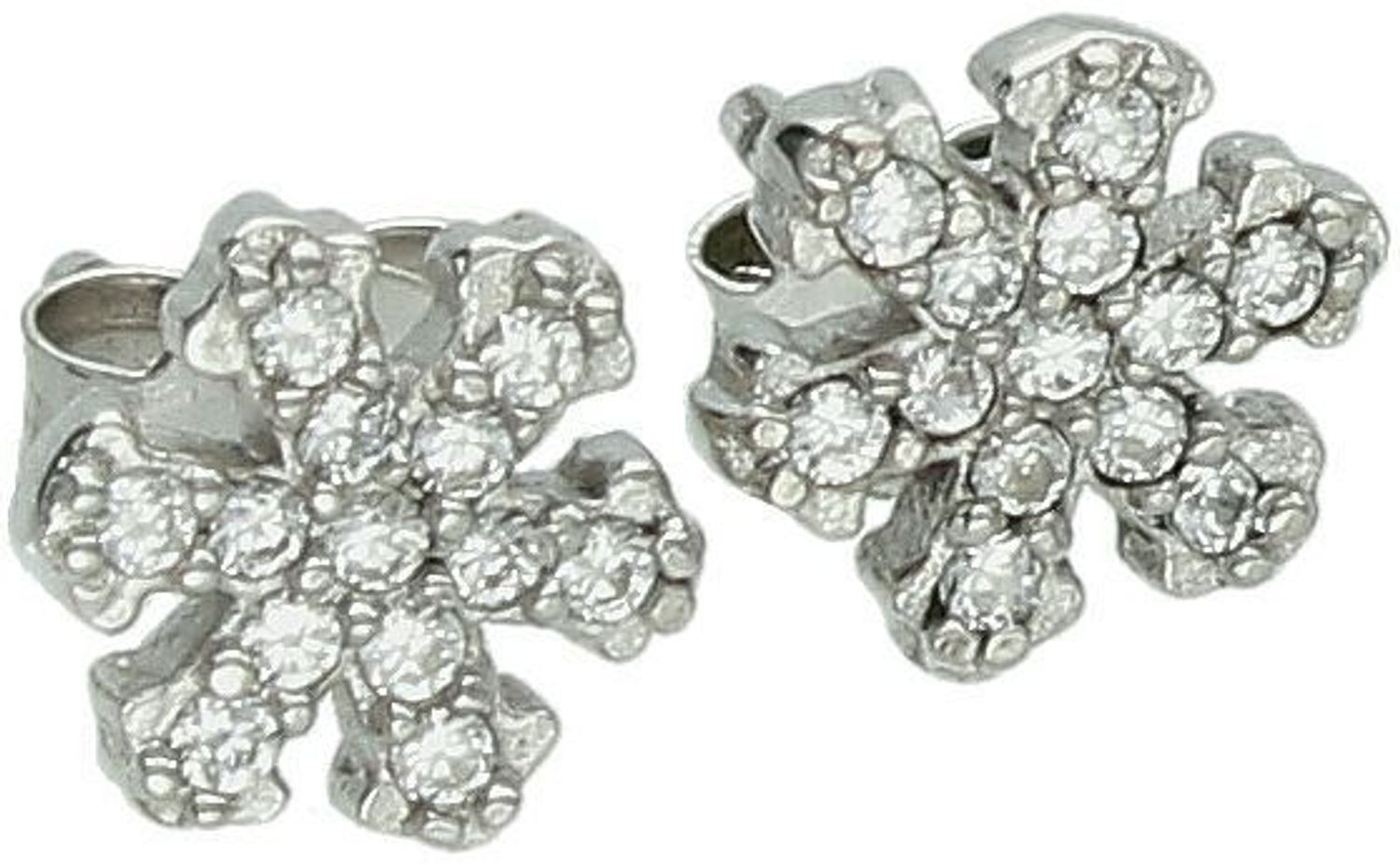 Kolczyki dziecięce srebrne 925 – śnieżynki zdobione białymi cyrkoniami. Model DIA-KLC-8782-925, wielkość 7 mm, waga 0,90 g, zapięcie na sztyft. Idealne na prezent dla dziewczynki.1.jpg