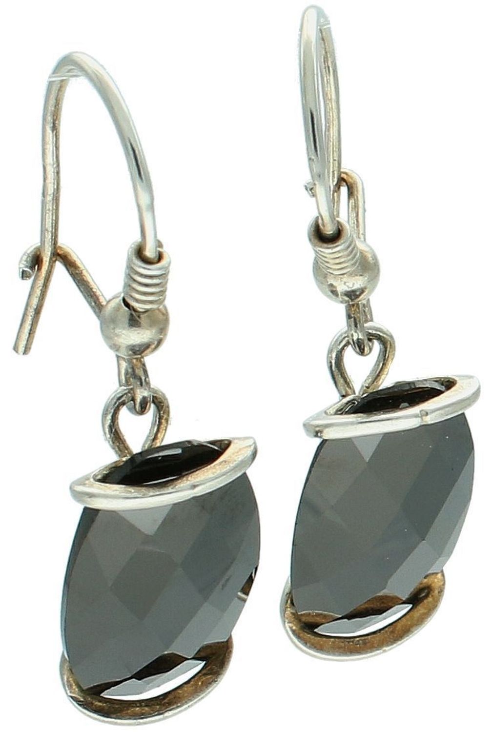 Kolczyki srebrne próba 925, wiszące prostokątny czarny kryształ DIA-KLC-8796-925.jpg