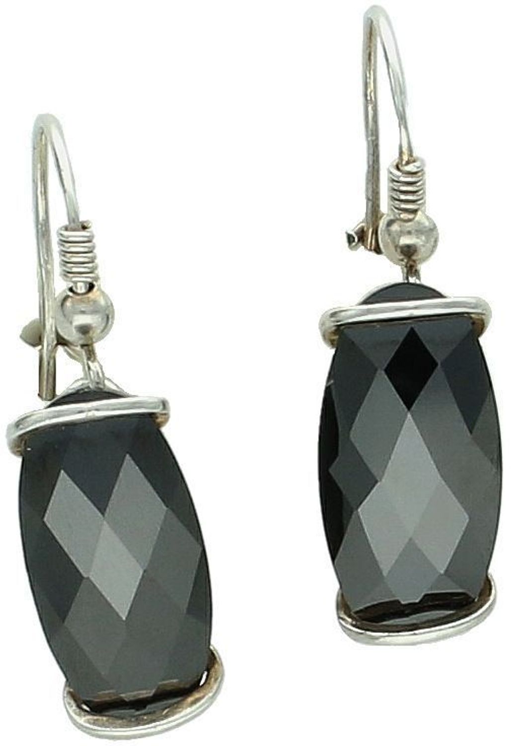 Kolczyki srebrne próba 925, wiszące prostokątny czarny kryształ DIA-KLC-8796-925.jpg