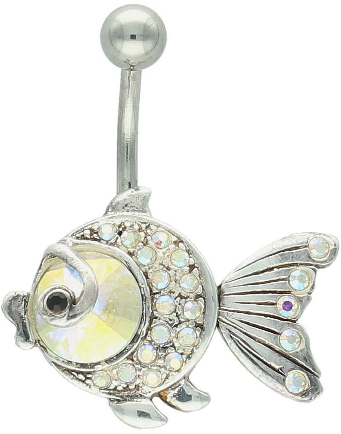 Kolczyk do pępka rybka z cyrkoniami próba 925, DIA-KLC-8804-925 Przyciągaj spojrzenia i błyszcz w wakacyjnym stylu! Kolczyk do pępka z motywem rybki,1.jpg