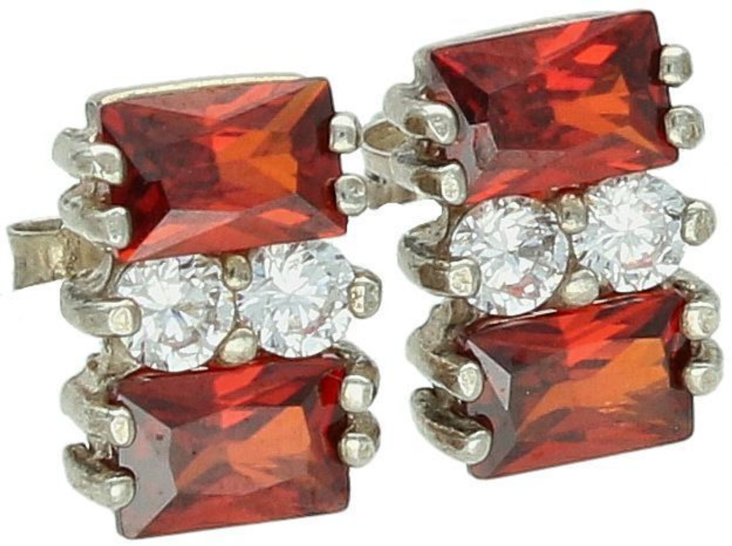 Srebrne kolczyki z czerwonymi i białymi cyrkoniami DIA-KLC-8807-925.jpg