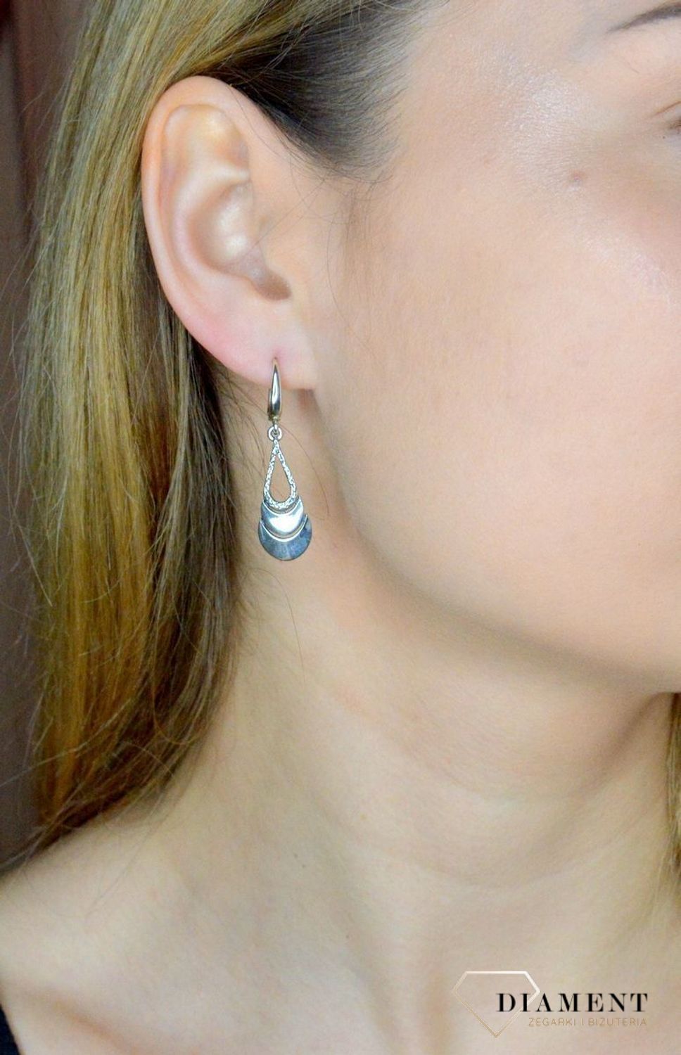 Srebrne wiszące kolczyki damskie z grawerowaniem DIA-KLC-8817-925.jpg
