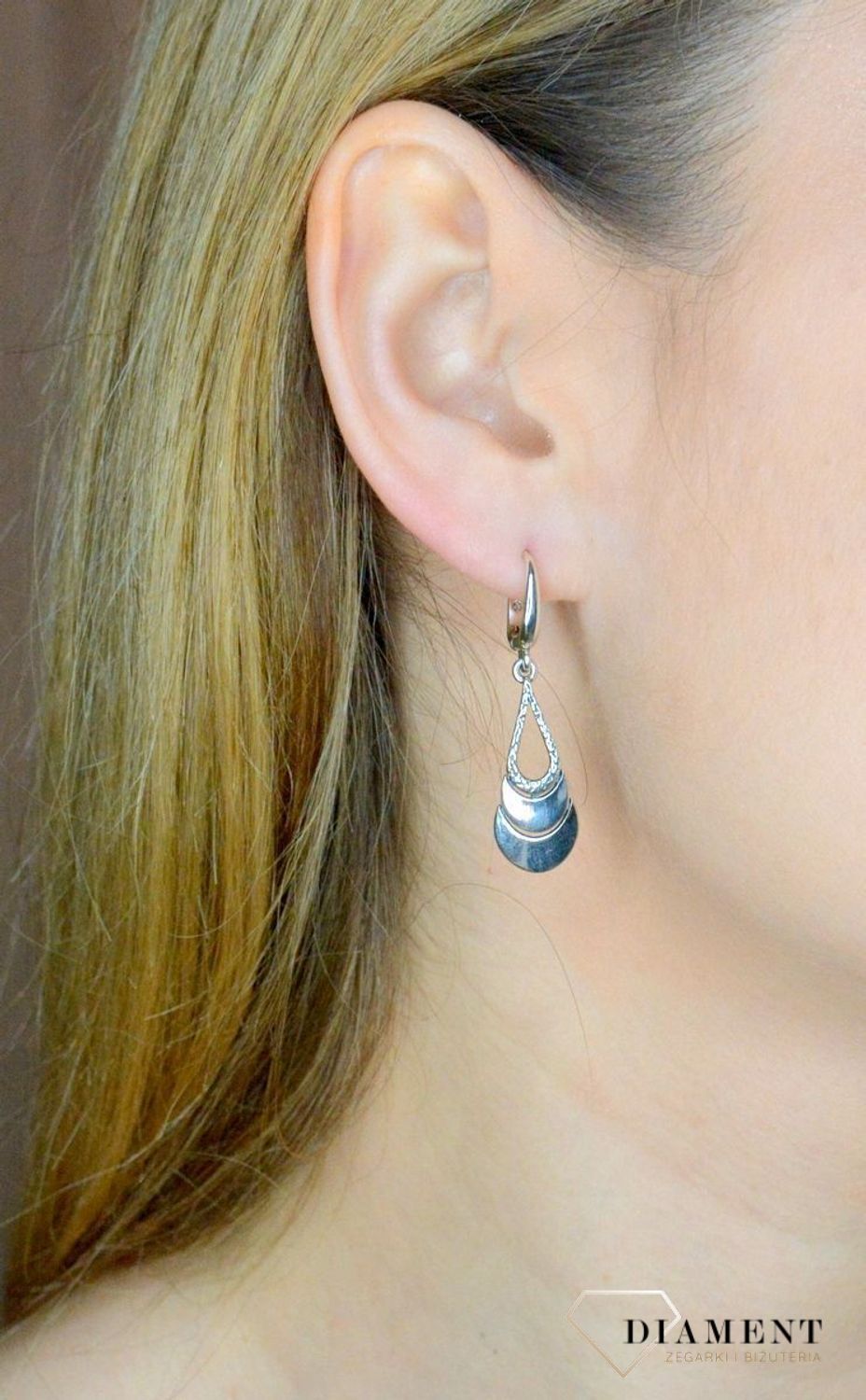 Srebrne wiszące kolczyki damskie z grawerowaniem DIA-KLC-8817-925.jpg