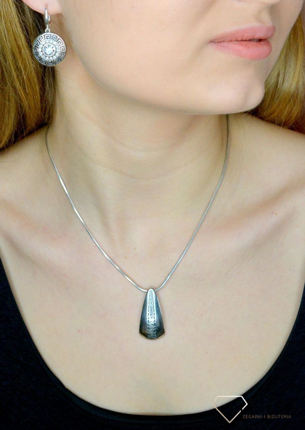 Srebrne kolczyki wiszące okrągłe Grecka Droga DIA-KLC-8820-925.jpg