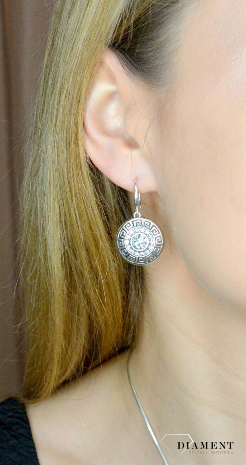 Srebrne kolczyki wiszące okrągłe Grecka Droga DIA-KLC-8820-925.jpg