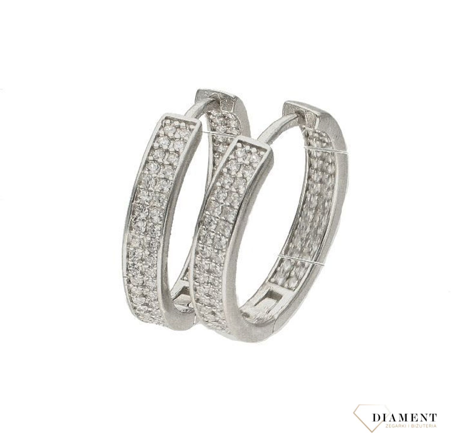 Srebrne kolczyki kółeczka z cyrkoniami 2 cm DIA-KLC-8845-925. Srebrne kolczyki kółeczka z cyrkoniami. Kolczyki okrągłe świetnie.jpg