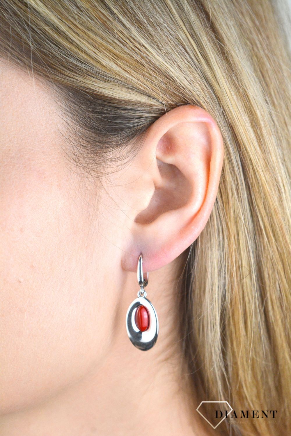 Srebrne kolczyki damskie 925 wiszące z koralem DIA-KLC-8856A-925.jpg