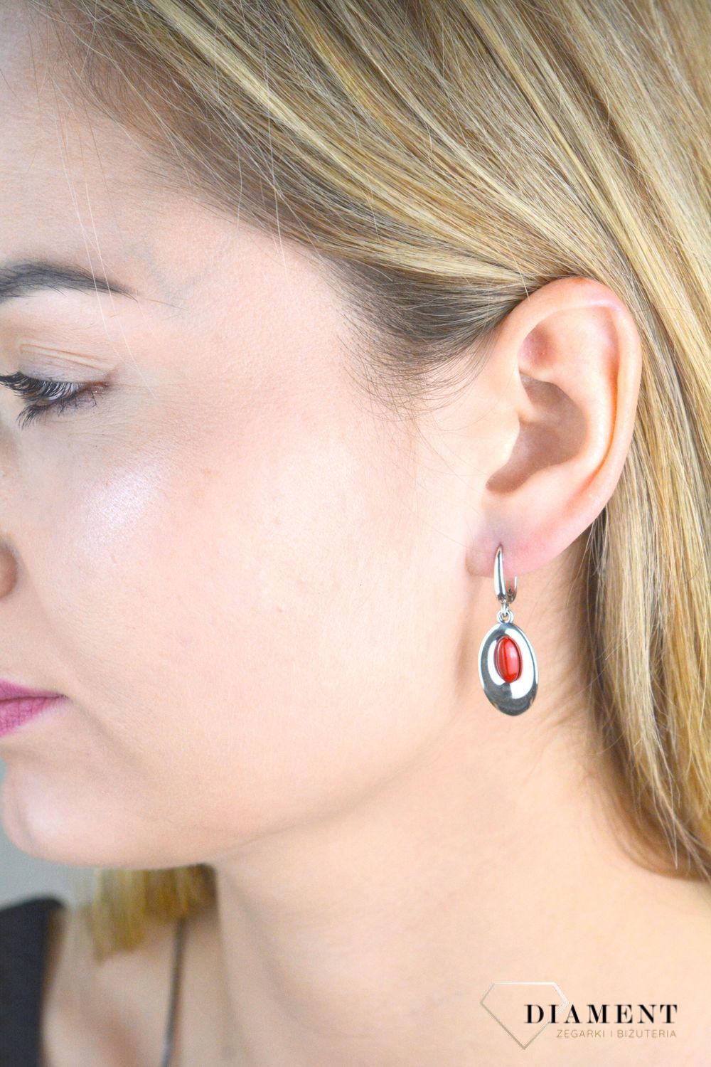 Srebrne kolczyki damskie 925 wiszące z koralem DIA-KLC-8856A-925.jpg