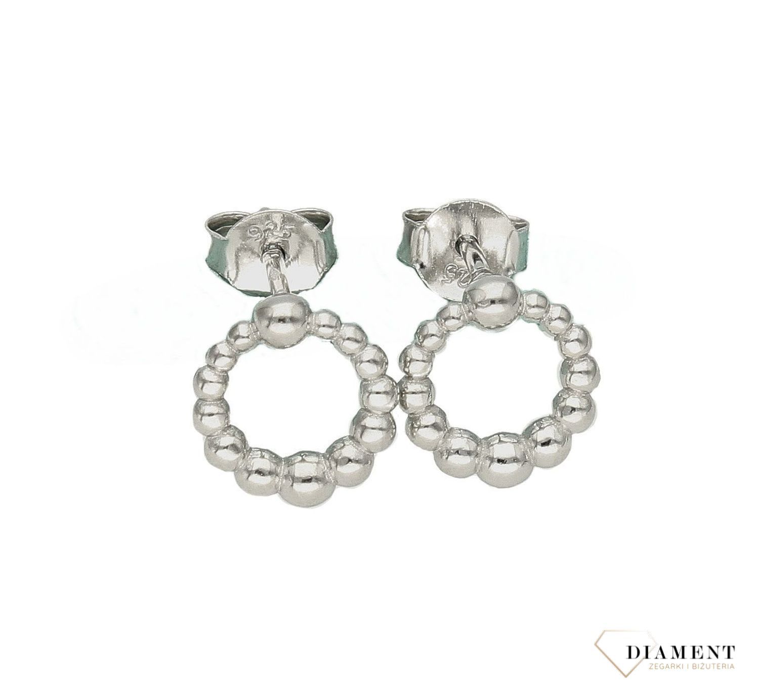 Kolczyki srebrne damskie kółeczka wkrętki 925 DIA-KLC-8972-925. Srebrne koła. Biżuteria to świetny pomysł na prezent. Srebrne kolczyki damskie kółka.Proste kolczyki. Kolczyki bez cyrkonii. Kółka we wzorek..jpg