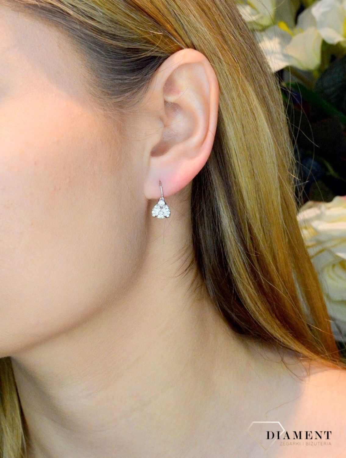 Kolczyki srebrne dziecięce Wesołe biedronki bigiel 925 DIA-KLC-8980-925.  Kolczyki na prezent dla dziewczynki. Kolczyki motylek. Prezent dla nastolatki dla dziecka. Biżuteria dla dzieci. Prezent na komunie..jpg