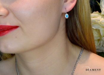 Srebrne kolczyki wiszące opal niebieski 925 DIA-KLC-8989-925 (2).JPG