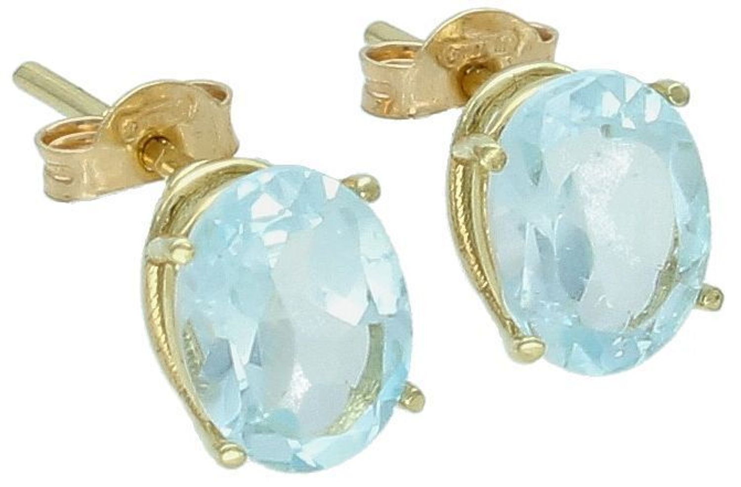 Złote kolczyki wkrętki z topazem, Topaz próba 585 DIA-KLC-9045-585. Kolczyki złote wkrętki . Kolczyki z topazami. Kolczyki z błękitnym kamieniem. 1.jpg