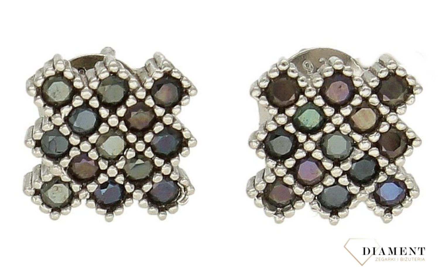 Srebrne kolczyki kwadraciki z czarnymi cyrkoniami DIA-KLC-9428-925d.jpg