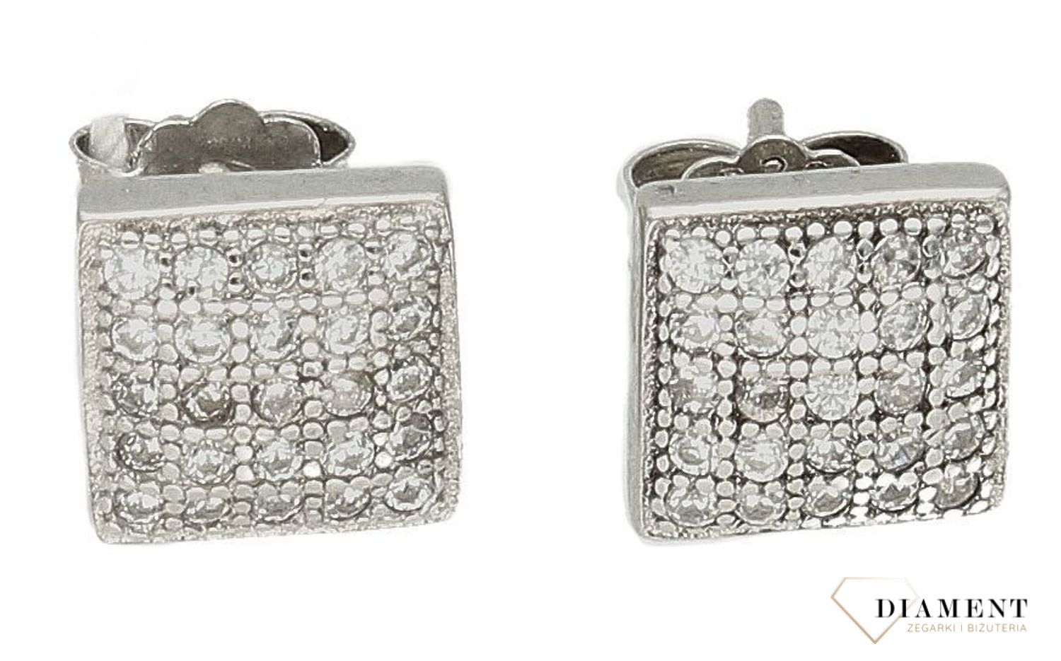 Srebrne kolczyki kwadraciki z białymi cyrkoniami DIA-KLC-9437-925d.jpg