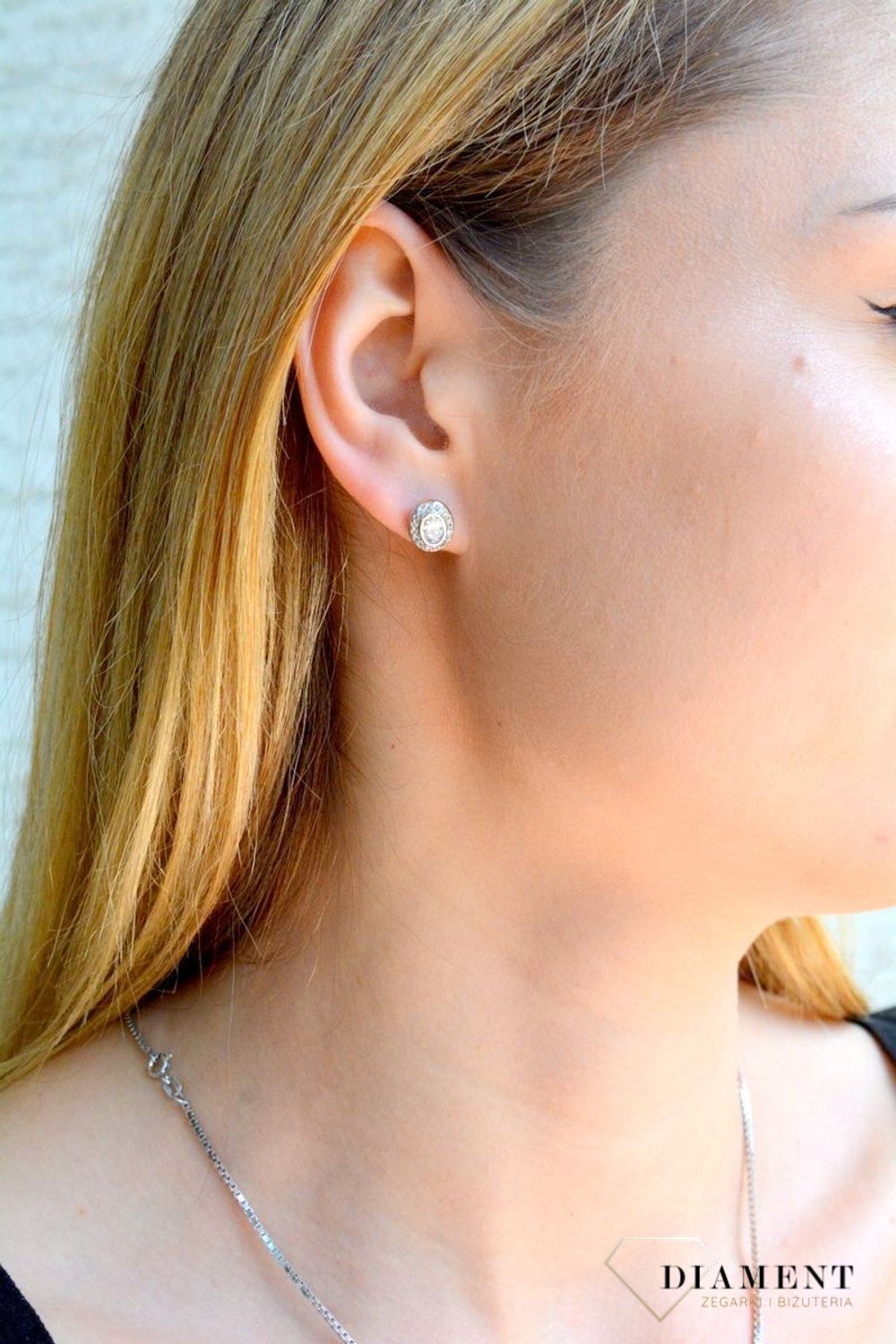 Kolczyki damskie damska drobna okrągła cyrkonia wkrętki DIA-KLC-9440-925d.jpg