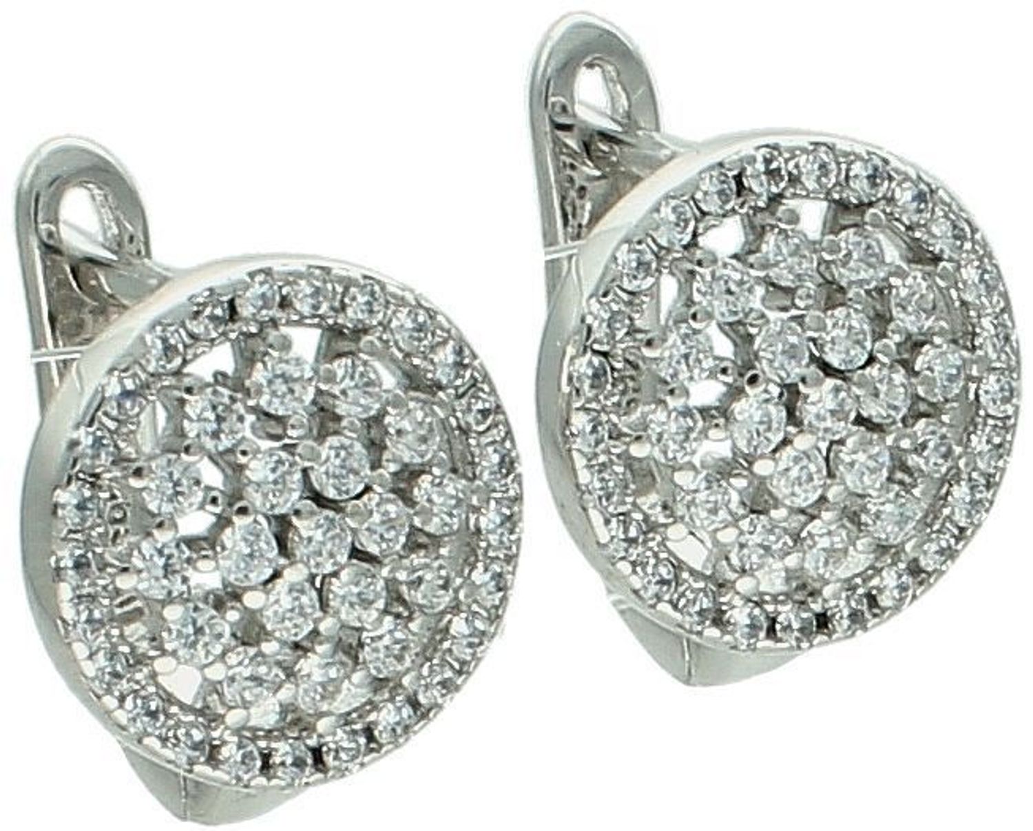 Kolczyki srebrne próba 925 okrągłe w białe cyrkonie DIA-KLC-9450-925 Eleganckie kolczyki srebrne o klasycznym, okrągłym kształcie, ozdobione lśniącymi białymi cyrkoniami, to propozyc1.jpg