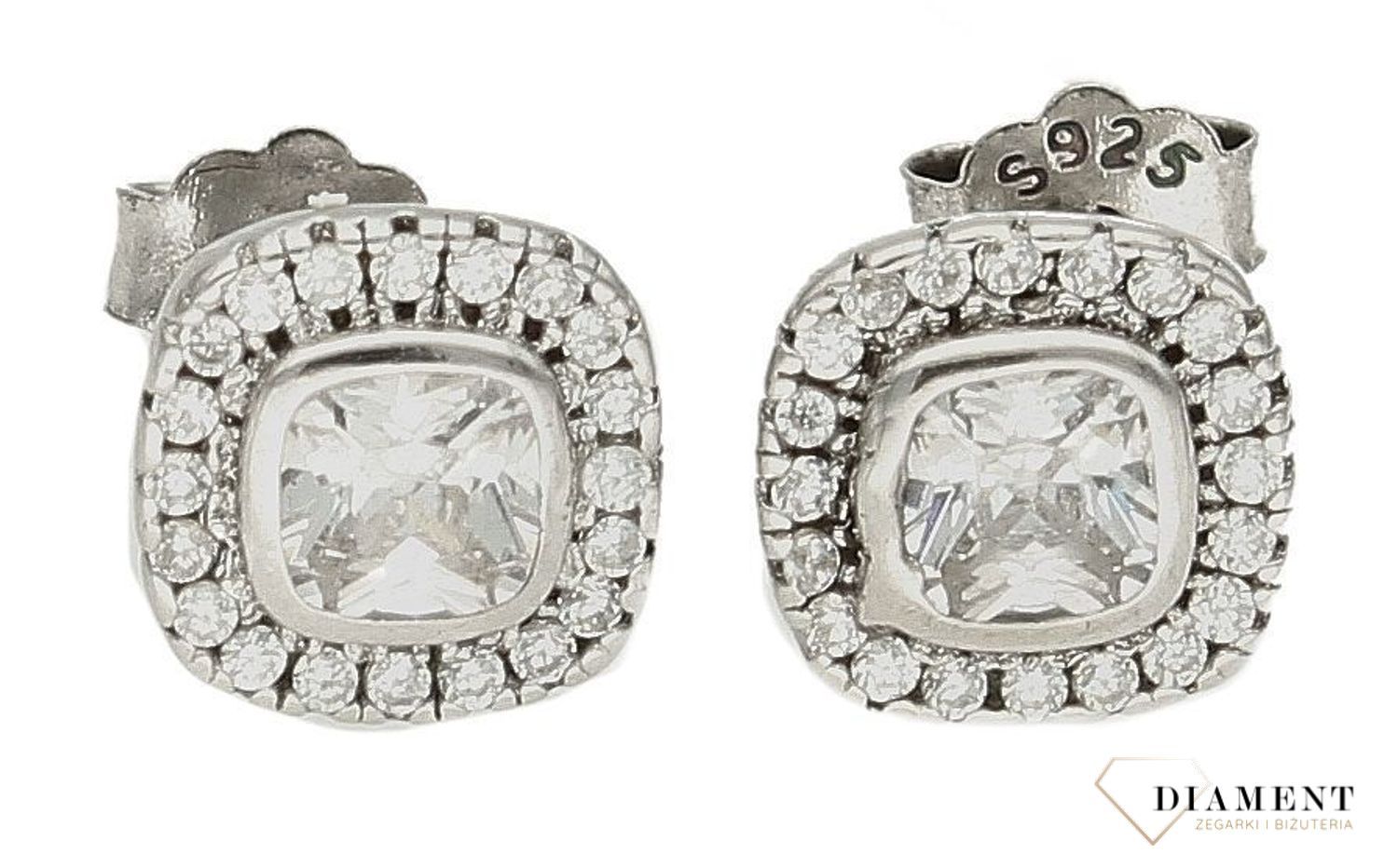 Srebrne kolczyki kwadraciki z lśniącą cyrkonią DIA-KLC-9452-925d.jpg