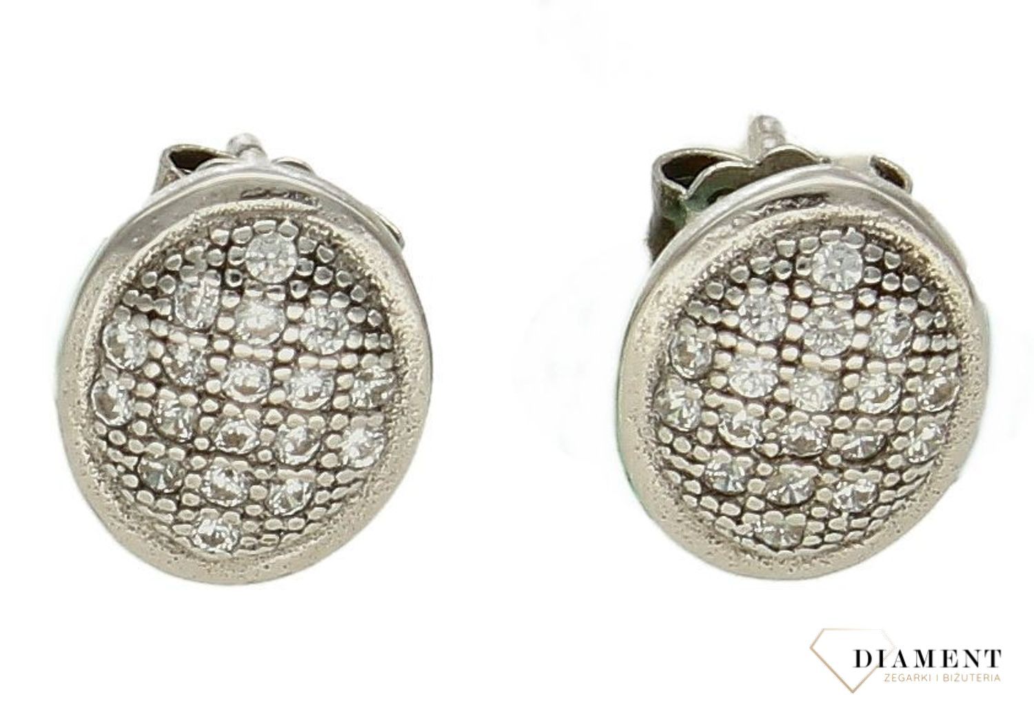 Srebrne kolczyki owalne wysadzone cyrkoniami wkrętki DIA-KLC-9453-925d.jpg