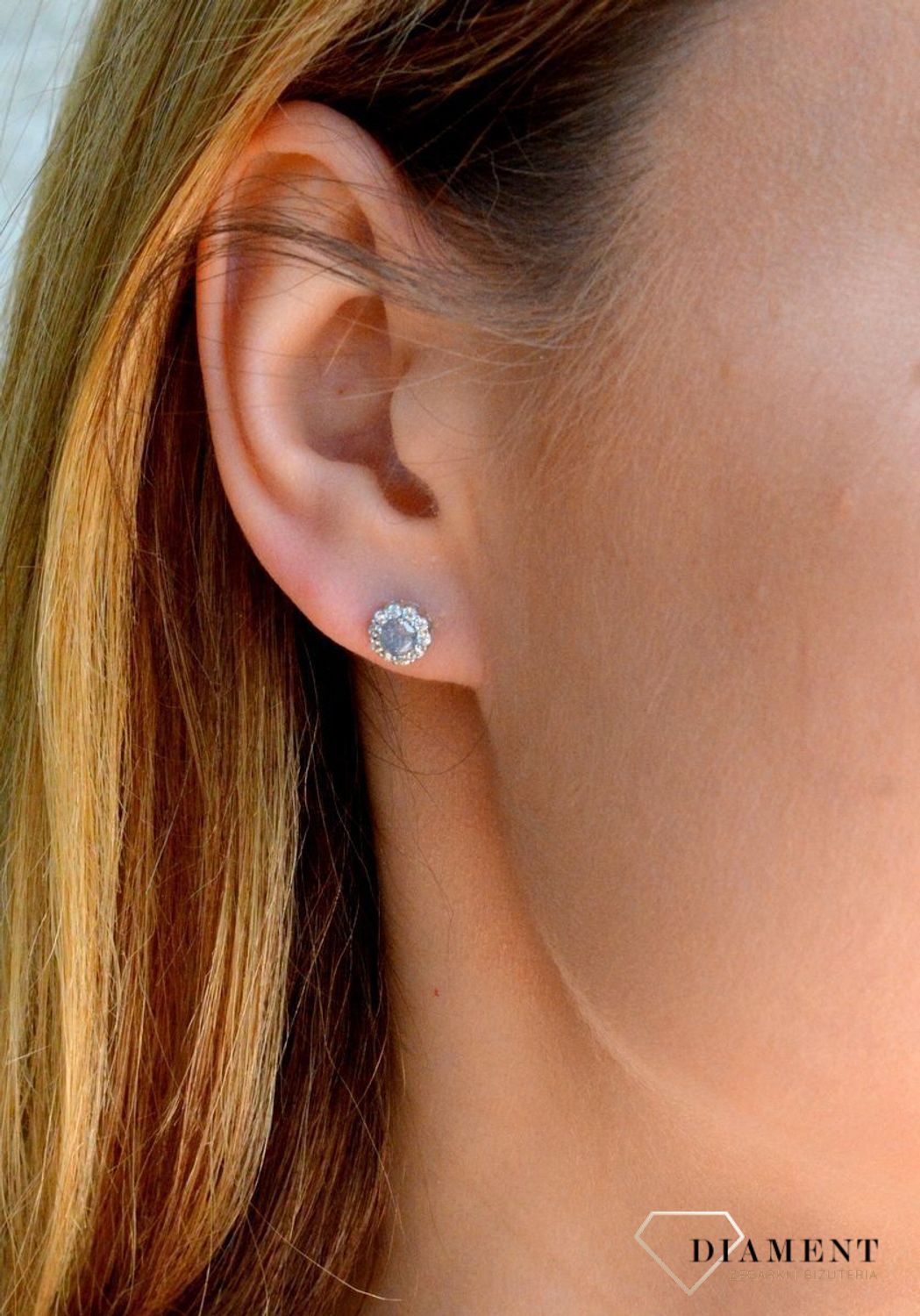 Srebrne kolczyki okrągłe z lśniącą cyrkonią wkrętki DIA-KLC-9455-925sd.jpg