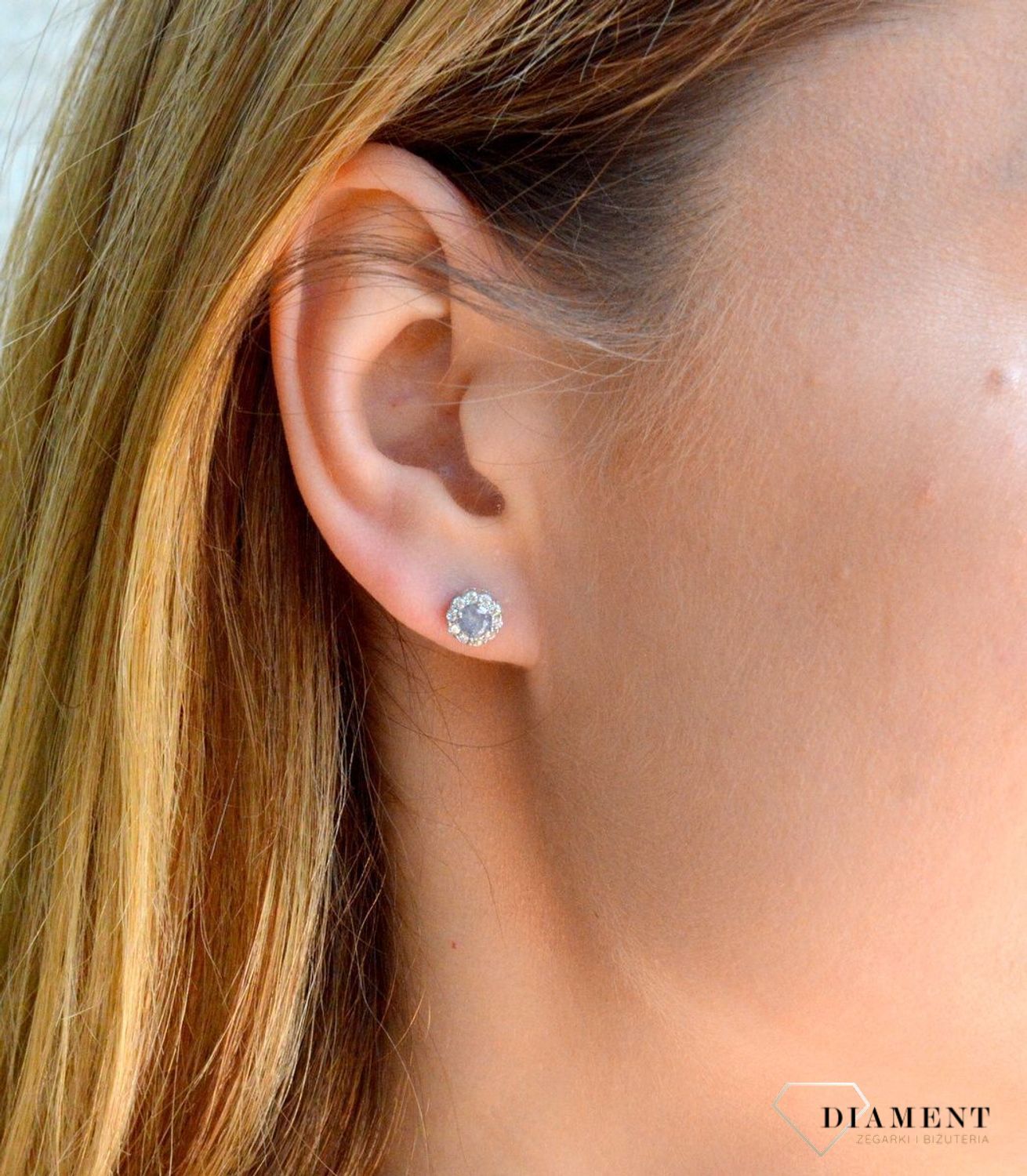 Srebrne kolczyki okrągłe z lśniącą cyrkonią wkrętki DIA-KLC-9455-925sd.jpg