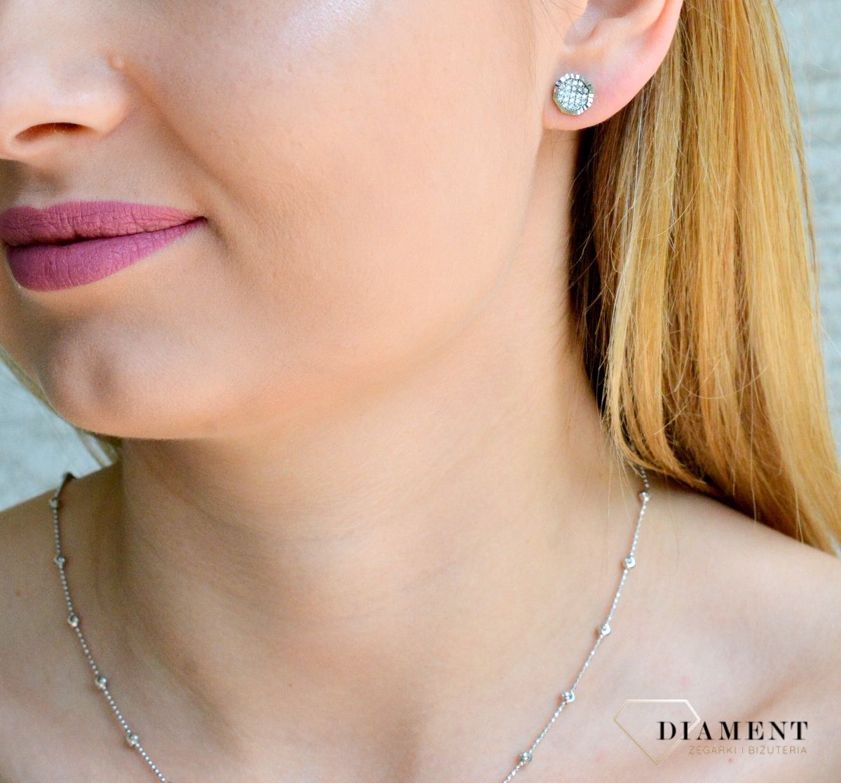 Srebrne kolczyki damskie lśniące wkrętki DIA-KLC-9457-925d.jpg