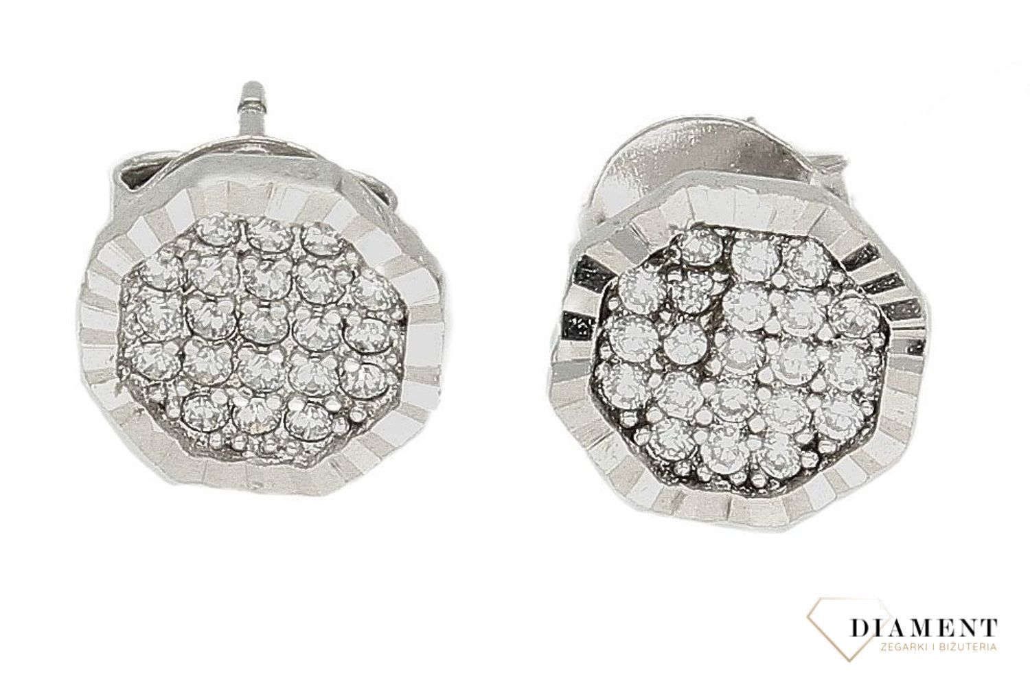Srebrne kolczyki damskie lśniące wkrętki DIA-KLC-9457-925d.jpg