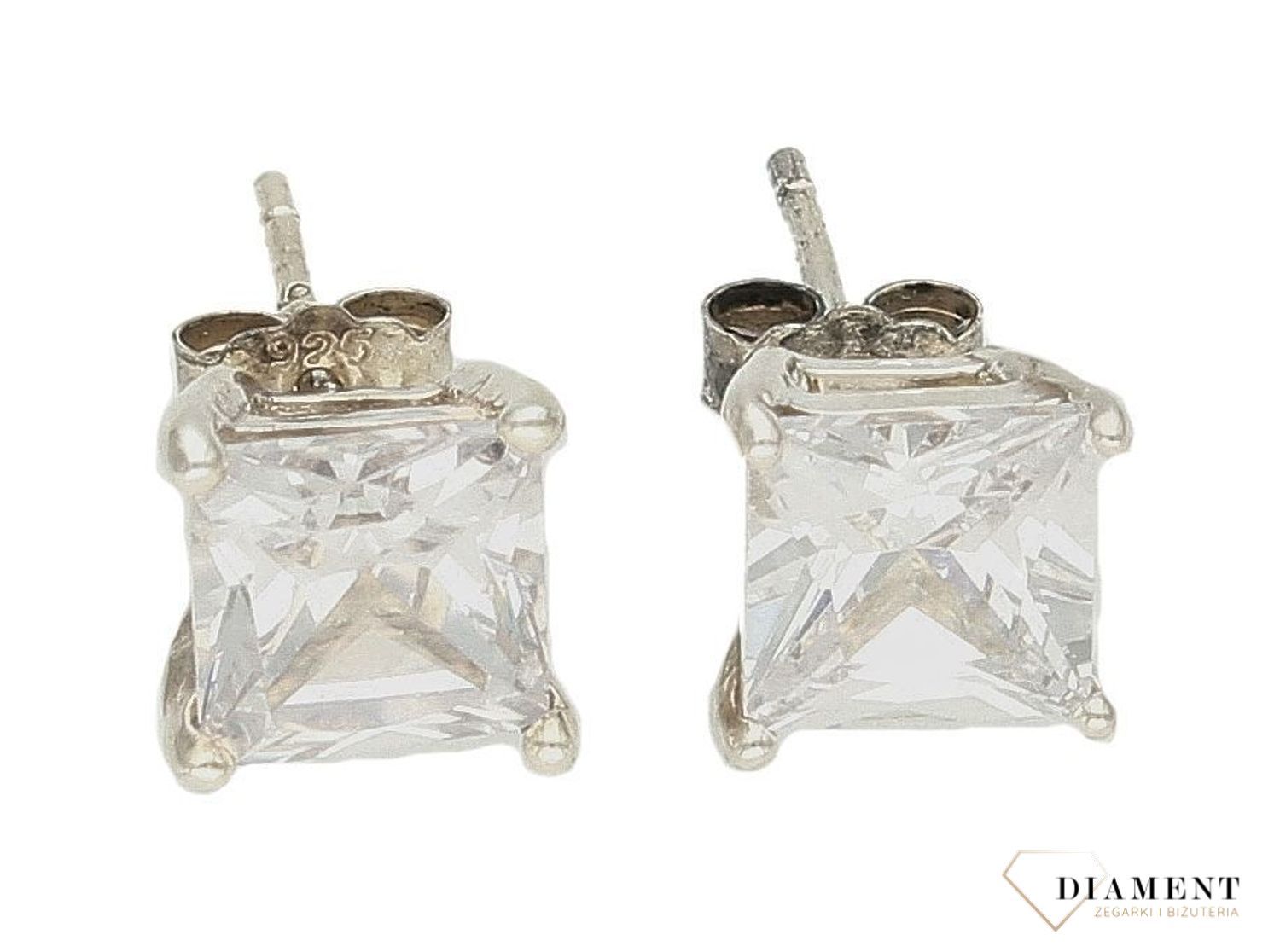 Srebrne kolczyki kwadraciki z dużą cyrkonią DIA-KLC-9459-925c.jpg