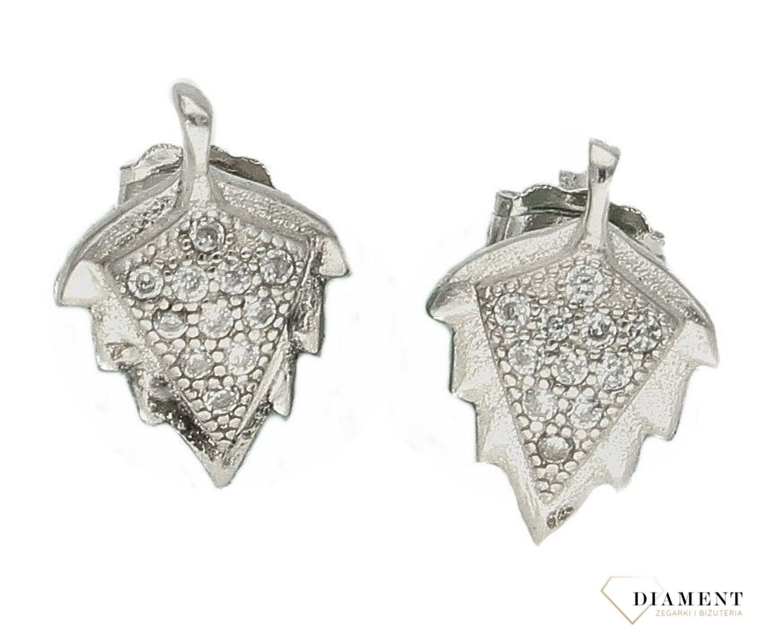 Srebrne kolczyki listki z cyrkoniami wkrętki DIA-KLC-9465-925a.jpg