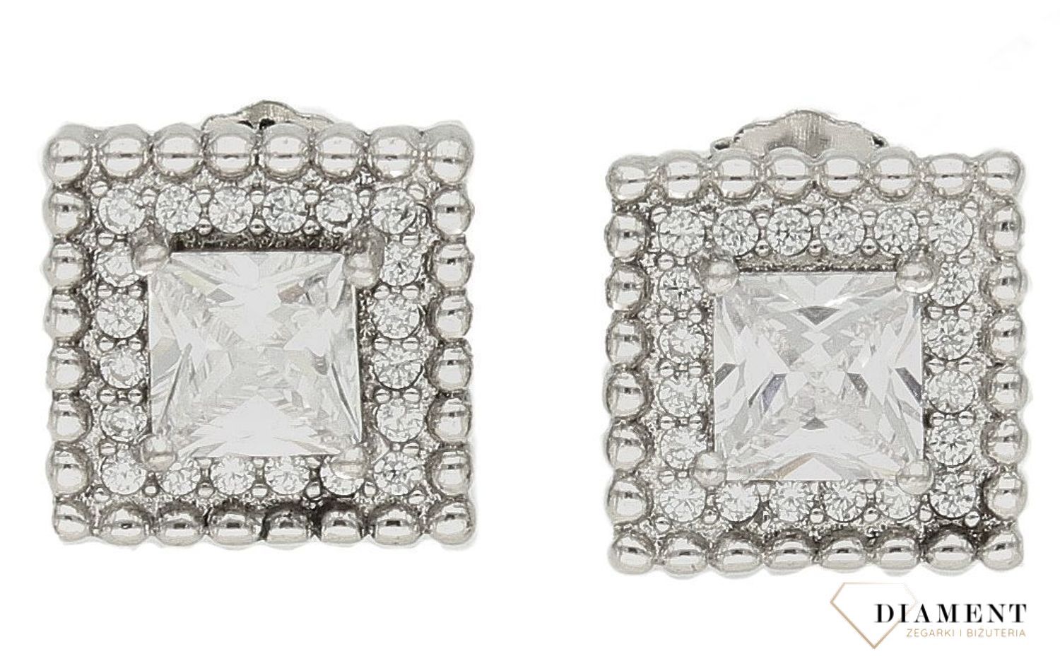 Srebrne kolczyki damskie z cyrkonią kwadraty DIA-KLC-9468-925l.jpg