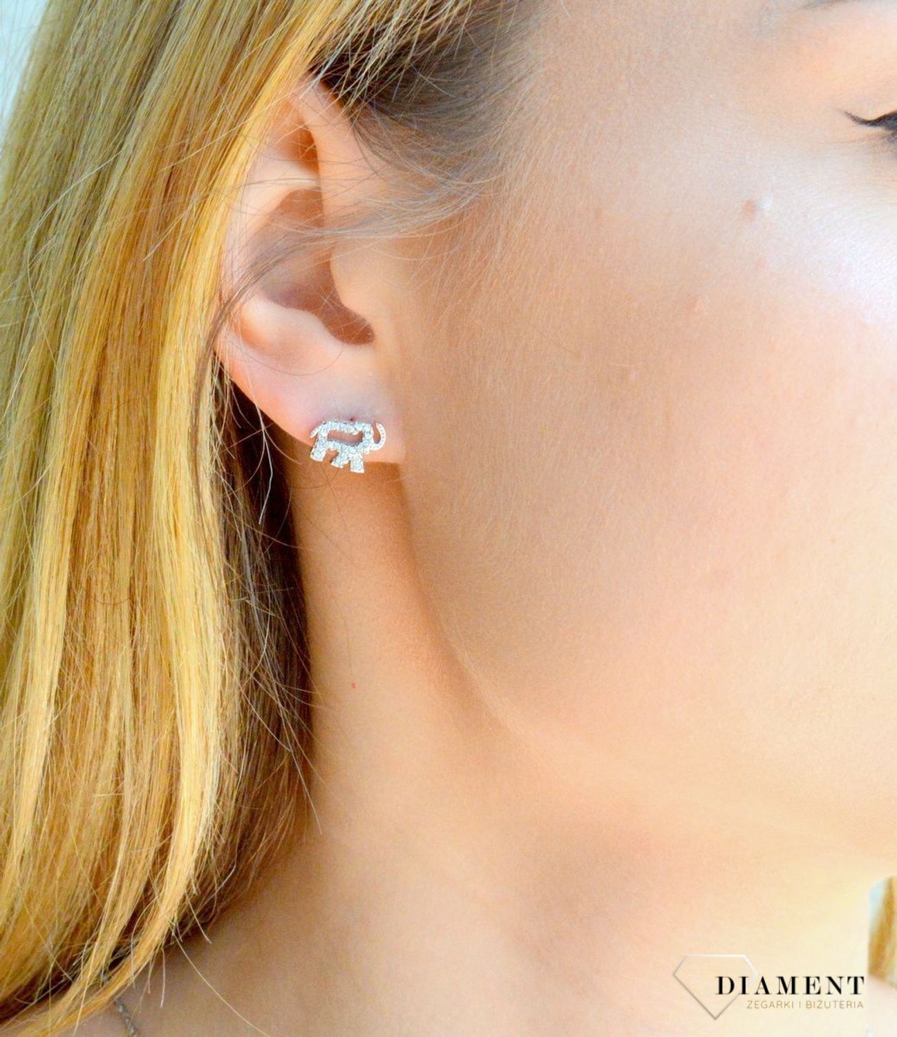 Kolczyki srebrne Słonik na szczęście wkrętki DIA-KLC-9561-925d.jpg