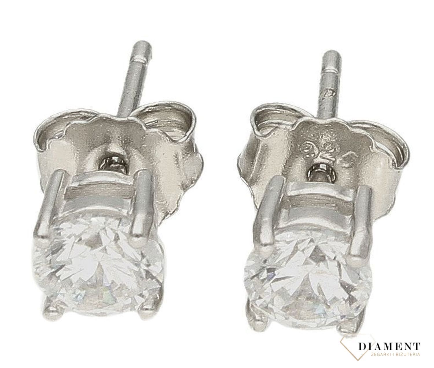 Srebrne kolczyki damskie 925 wkrętki okrągłe białe cyrkonie DIA-KLC-9579-925. Delikatne kolczyki damskie. Kolczyki dla dziewczyn.jpg