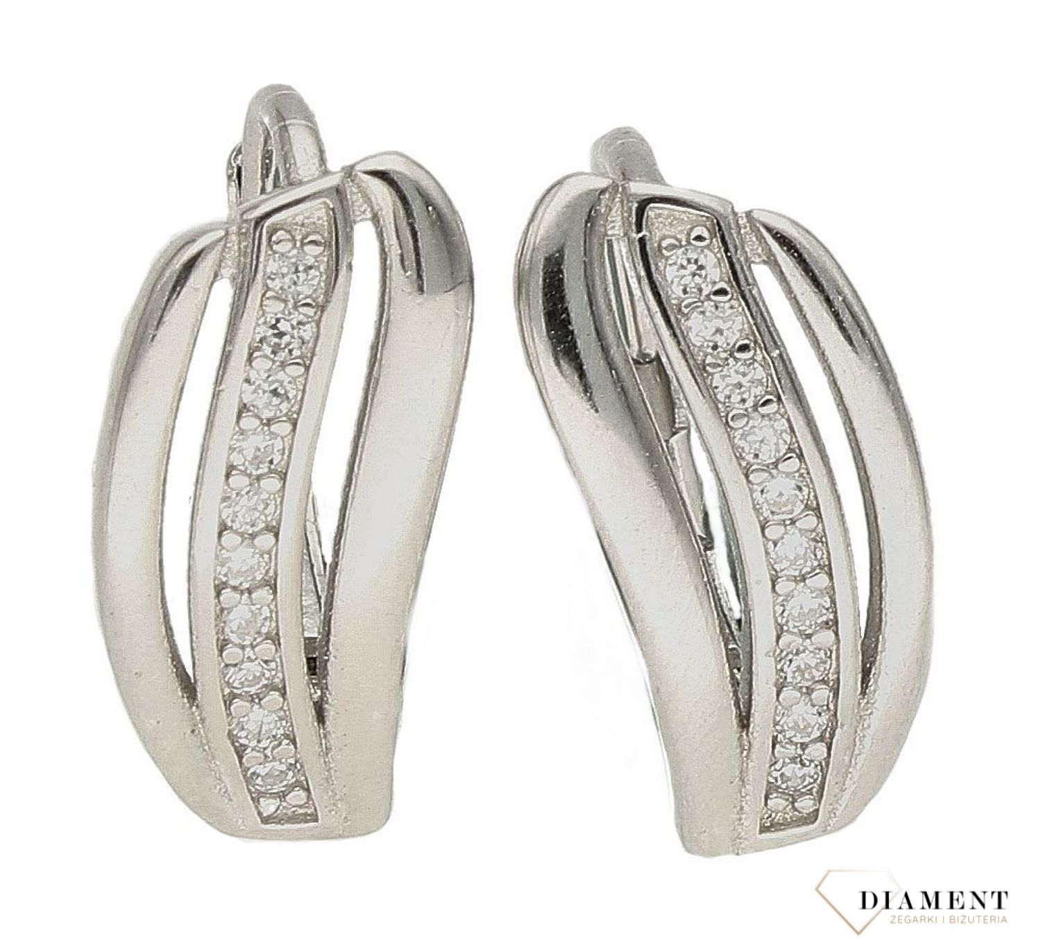 Srebrne kolczyki damskie wiszące z cyrkonią angielskie zapięcie DIA-KLC-9583-925.  Srebrne kolczyki damskie. Srebrne kolczyki zapięcie angielskie. Srebrne kolczyki damskie delikatne. Kolczyki srebrne na prezent..jpg