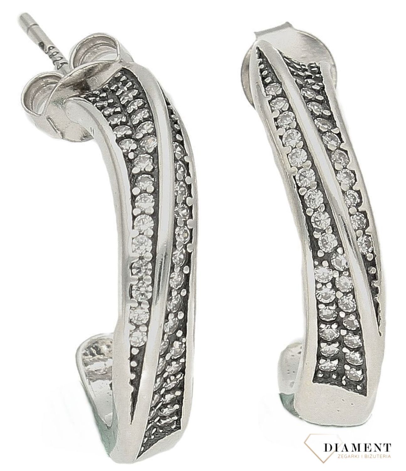 Srebrne kolczyki damskie koła ozdobione białą cyrkonią DIA-KLC-9584-925. Damskie koła srebrne. Kolczyki na wkrętki. Biżuteria damska srebrna. Pomysł na prezent. Koła z cyrkoniami.7.jpg