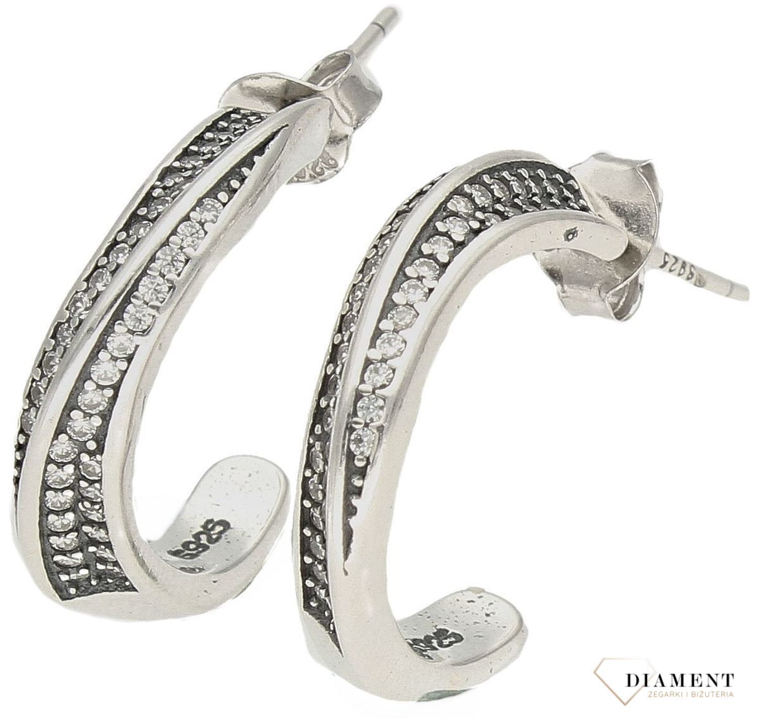Srebrne kolczyki damskie koła ozdobione białą cyrkonią DIA-KLC-9584-925. Damskie koła srebrne. Kolczyki na wkrętki. Biżuteria damska srebrna. Pomysł na prezent. Koła z cyrkoniami.7.jpg