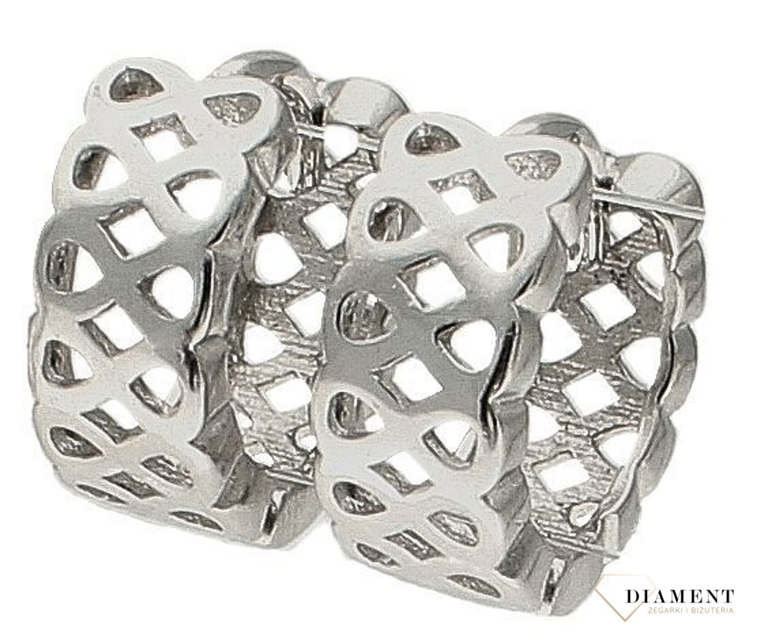 Srebrne kolczyki damskie małe ażurowe kółeczka wzór nieskończoności DIA-KLC-9594-925. Kolczyki delikatne srebrne. Pomysł na prezent dla żony, dla dziewczyny. Delikatna srebrna biżuteria. Małe kółeczka srebrne..jpg