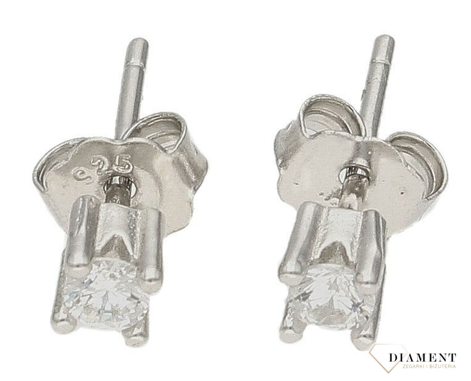 Srebrne kolczyki damskie 925 wkrętki okrągłe białe cyrkonie DIA-KLC-9600-925. Delikatne kolczyki damskie. Kolczyki dla dziewczyn.jpg