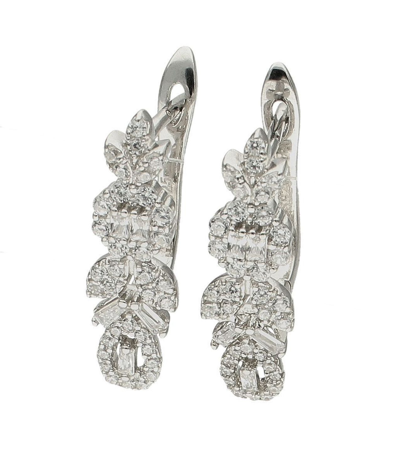 Srebrne kolczyki damskie bogato zdobione cyrkoniami DIA-KLC-9681-925. Kolczyki srebrne z cyrkoniami. Srebrne kolczyki z cyrkoniami dla kobiety. Srebrne kolczyki angielskie idealne na prezent..jpg