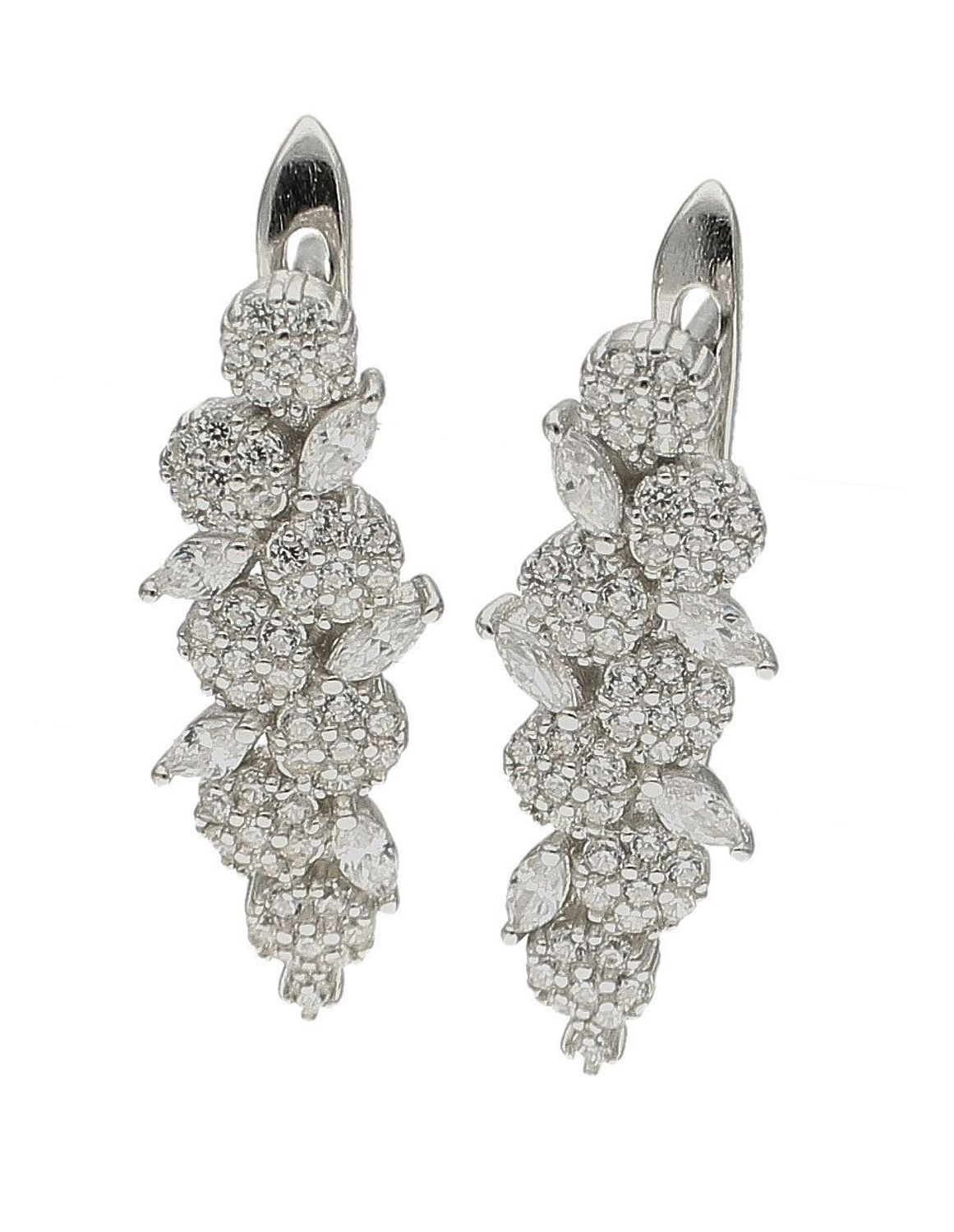 Srebrne kolczyki damskie bogato zdobione cyrkoniami DIA-KLC-9682-925. Kolczyki srebrne z cyrkoniami. Srebrne kolczyki z cyrkoniami dla kobiety. Srebrne kolczyki angielskie idealne na prezent..jpg