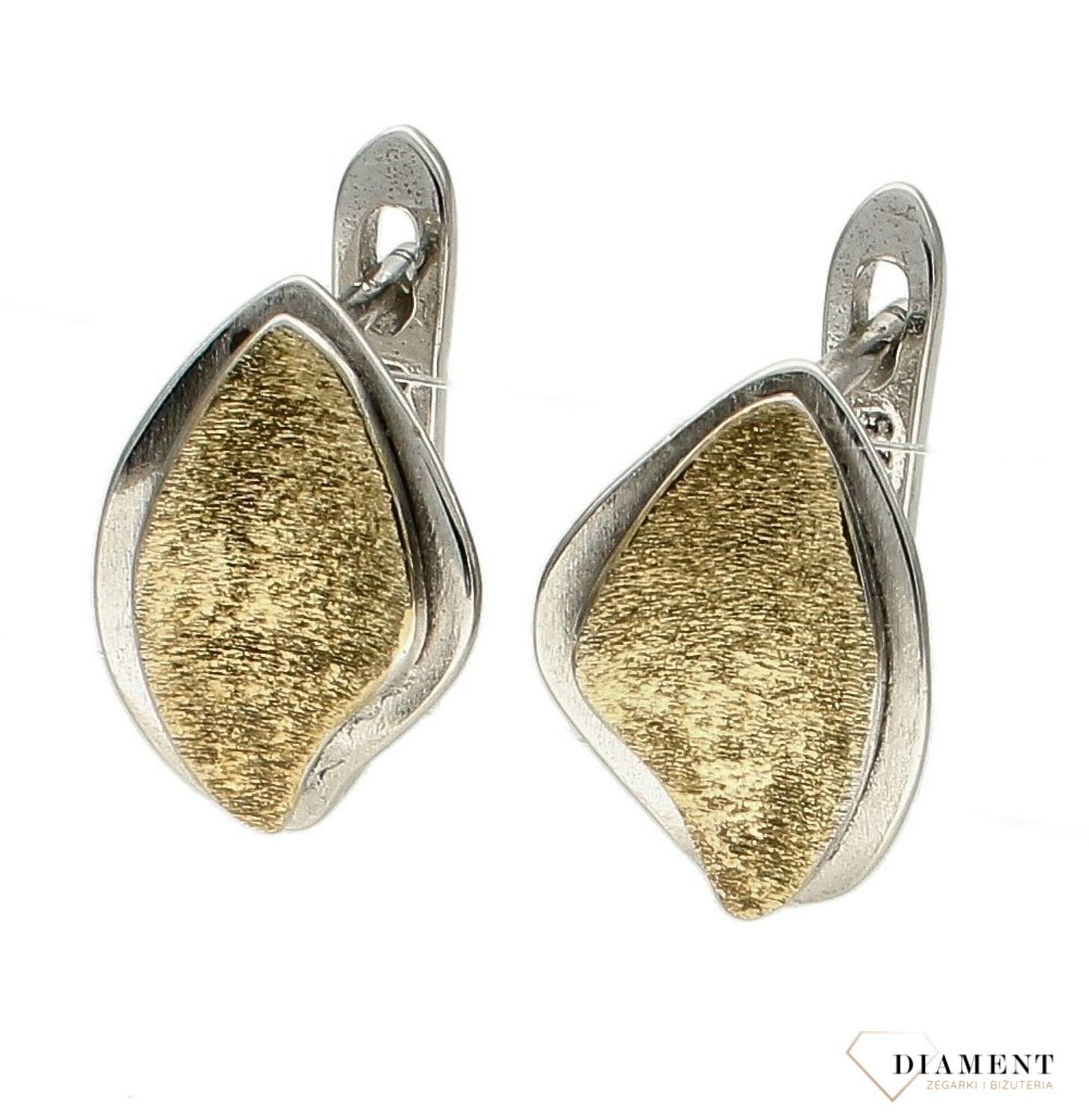 Srebrne kolczyki damskie z ozdobnym elementem pozłacanym DIA-KLC-9697-925d.jpg