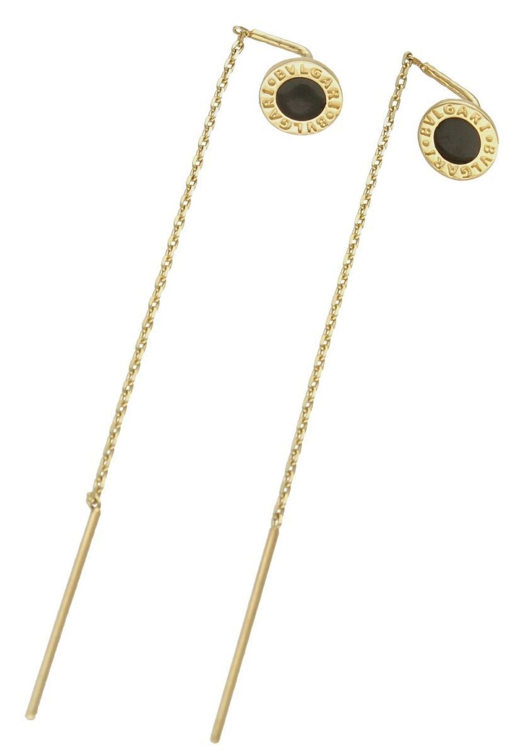 Złote kolczyki 585 wiszące przeciągane z onyksem DIA-KLC-9698-585. Eleganckie, złote kolczyki przeciągany łańcuszek zakończony kółkiem wypełnionym onyskem. Idealne na prezent. Eleganckie, złote kolczyki przeciągane. Idealne na prezen.jpg