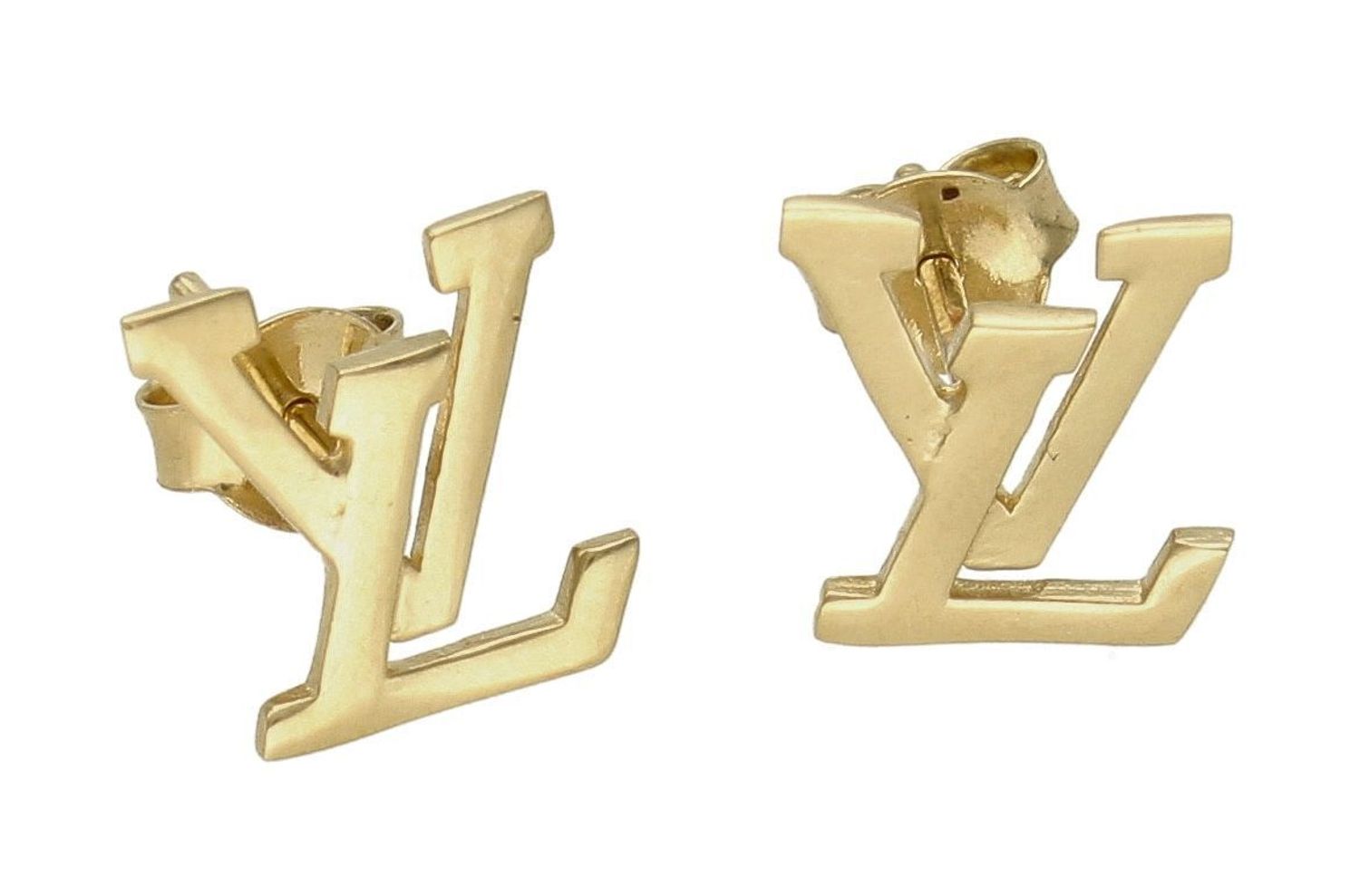 Złote kolczyki 585 wkrętki inspirowane LV DIA-KLC-9699-585. Śliczne, złote kolczyki z modnym wzorem LV będą uniwersalnym uzupełnieniem codziennych stylizacji. Modne kolczyki inspirowane wzorem LV. Kolczyki wykonane z najwyższej jakoś.jpg