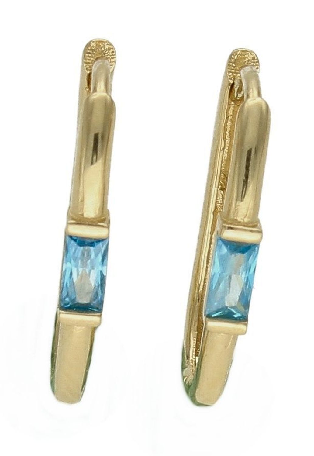 Złote kolczyki 585 owalne z delikatną błękitną cyrkonią DIA-KLC-9733-585. Efektowne złote kolczyki to jeden z ulubionych współczesnych motywów jubilerskich. Biżuteria, która przyciąga wzrok i zachwyca jakością wykonania. Kolczyki ide.jpg