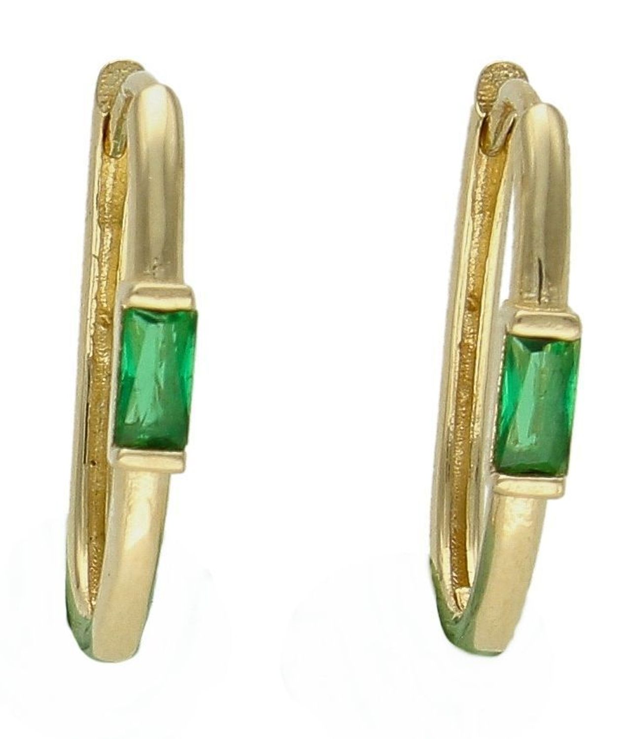 Złote kolczyki 585 owalne z delikatną zieloną cyrkonią DIA-KLC-9733Z-585. Efektowne złote kolczyki to jeden z ulubionych współczesnych motywów jubilerskich. Biżuteria, która przyciąga wzrok i zachwyca jakością wykonania. Kolczyki ide.jpg