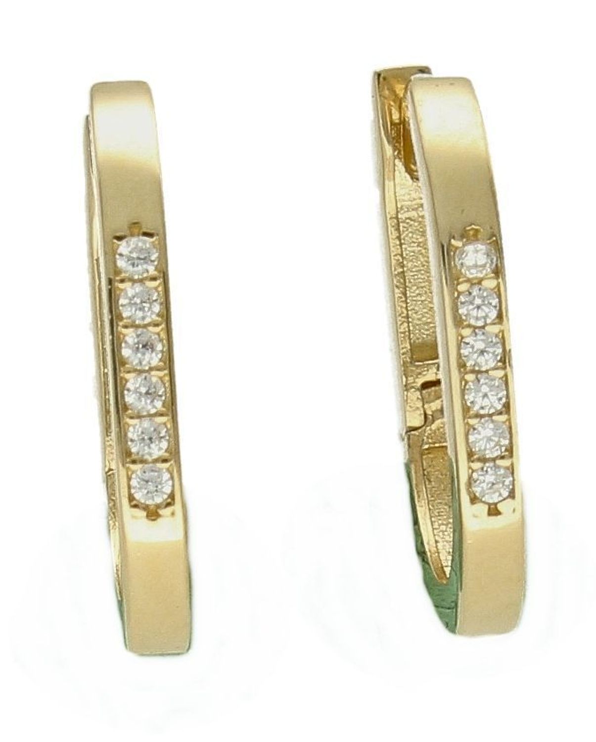 Złote kolczyki 585 owalne z cyrkoniami DIA-KLC-9736-585.  Kolczyki składają się z geometrycznego owalnego kształtu. Kolczyki wykonane zostały z żółtego złota jednego z najcenniejszych kruszców przez wieki uważanego za kwintesencję bo.jpg